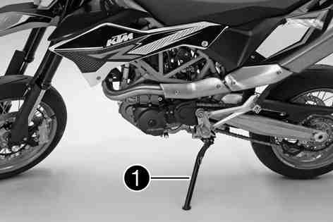 The side stand must be folded up during motorcycle use. The side stand is coupled with the safety starting system see the riding instructions.