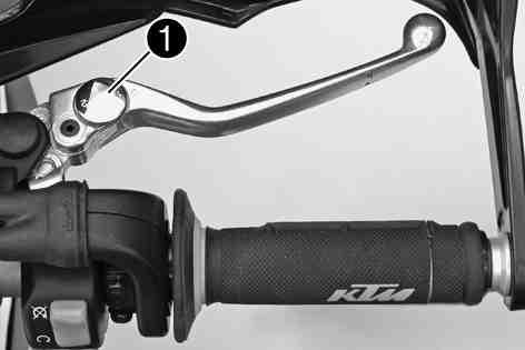 12 BRAKE SYSTEM 86 12.1 Adjusting the basic position of the hand brake lever Adjust the basic setting of the hand brake lever to your hand size by turning adjusting wheel1.