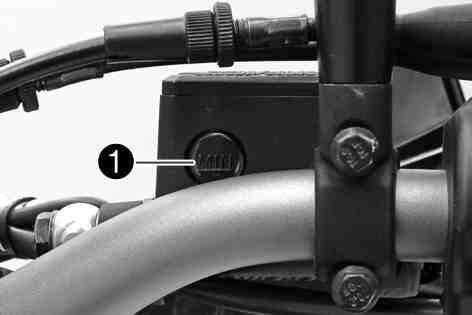 12 BRAKE SYSTEM 87 12.3 Checking the front brake fluid level Danger of accidents Failure of the brake system.» If the brake disc thickness is less than the specified value: Replace the brake disc.