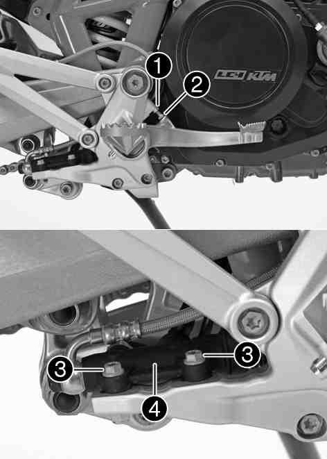 12 BRAKE SYSTEM 91 12.7 Adjusting the basic position of the foot brake leverx Danger of accidents Brake system failure.