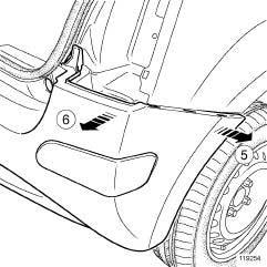 LEVEL SPORT 132043 a Remove the bolts (4). 119259 a Remove the bolts (6). 119254 a Unclip the rear bumper at (5).