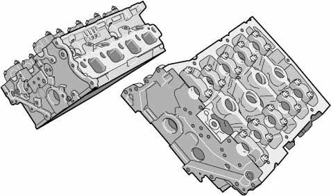 Cylinder heads of W8 engine Opening for injector Camshaft bearing - intake Camshaft bearing - exhaust S248_063 Each of the