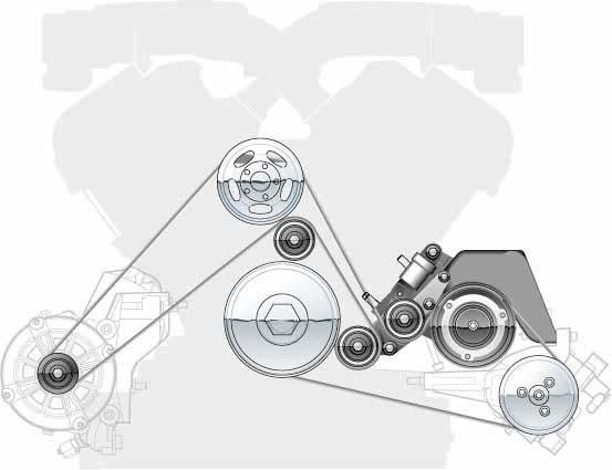 In the W12 engine, the hydraulic belt tensioner and deflection pulley are fixed to the air conditioner compressor bracket.