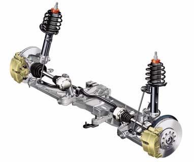 Chassis Front axle The 2004 Caddy has an optimised McPherson front axle with lower wishbones and MacPherson struts.