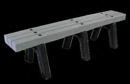 Sports Bench Made entirely of plastic lumber Black one-piece plastic molded legs Plastic fastener covers included For All Benches: Stainless steel fasteners and all parts necessary for assembly are