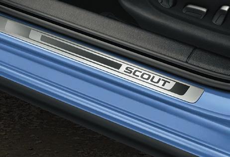 Optionally, you can choose the brown The decorative door sill strips with the Scout (see photo) or black interior upholstered with Alcantara
