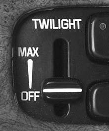 Twilight Sentinel Twilight Sentinel turns your headlamps on and off by sensing how dark it is outside. The lever for this feature is located to the left of the steering column.