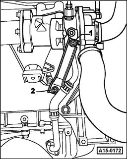 Page 27 of 35 15-26 - Loosen bolts -1- and -2- at turbocharger bracket two turns to reduce