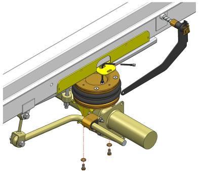 Unscrew and disconnect the load sensing valve (LSV) linkage from the existing arm. Unscrew the arm from the axle bracket and remove it. iii.