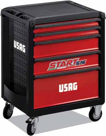 one of which has a brake Sheet steel casing and drawers with epoxy process, colour red RAL 3020 and black RAL 9004 Maximum loading capacity: 800 Kg Drawer loading capacity: 20