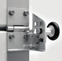 STAINLESS ACCESSORIES Intermediate hinges and rolling brackets made of stainless steel have high anticorrosion properties, which guarantee reliable operation of the doors, even in premises with high