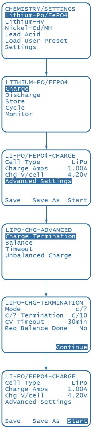 a. The Cell Type option allows you to switch between LiPo and LiFePO4 (or A123). Tip: The Cell Type is one of several options where its setting could be adjusted by the user.