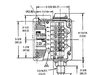 Local Mount Temperature Switches Technical Drawing MLH, L2H L2H -5/8 (4.