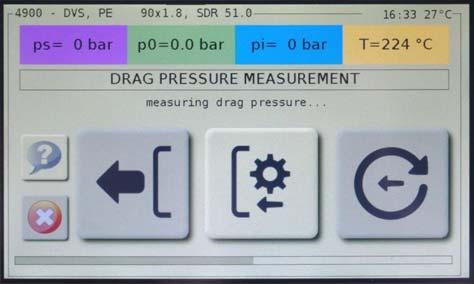 Starting and operating Chapter 5 Display: Pipe dimension, time + outside temperature Display: nominal pressure: ps, motion