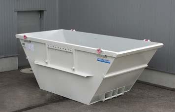 The filling end of the skip has a sturdy, lockable flap, to enable even loading. Extremely robust construction, with continuously welded reinforcing profiles.