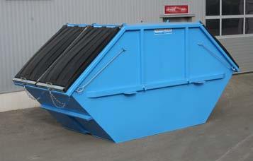 The skips are stackable and have a tipping hook on one side in the centre. The mounting equipment is compliant with DIN 30720. Skid strips, reinforced corners and net hooks come as standard.