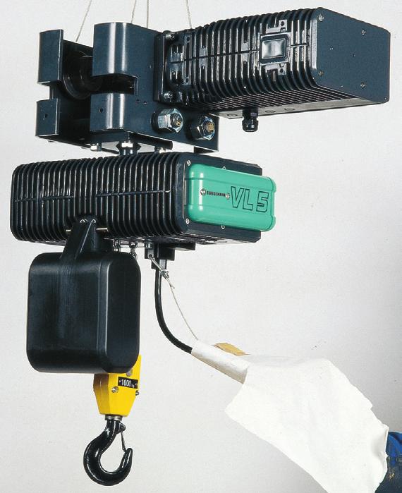 Very low voltage command, 48 Volts, emergency stop (large button). Savings Disk brake. group. Electro-magnetic, brake linings tested for longevity of the hoist within its use Load limiter.