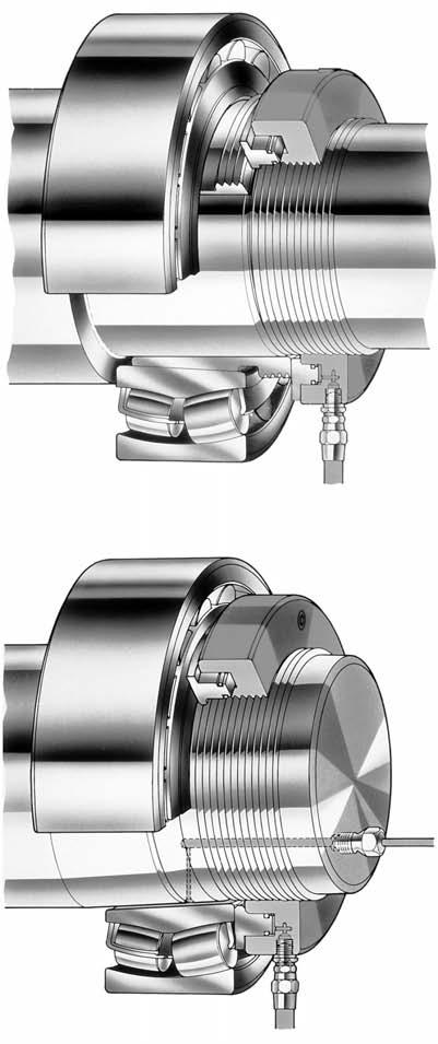26 Bearings and Seals, Part 2 FIGURE 22 Using pressurized oil, the hydraulic mounting system installs or removes a bearing. (Photo Courtesy of SKF USA Inc.