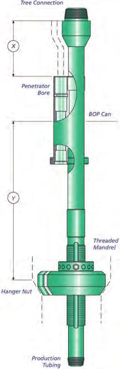 The BOP CAN has two main bores, first the production bore and secondly a Penetrator bore which allows a sealed Penetrator unit which seals both around the power cable and into the body of the BOP CAN.