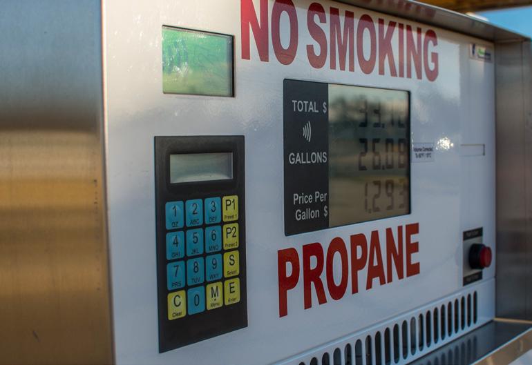 Propane dispensers typically operate at a pressure of <300 psig (pounds per square inch gauge).