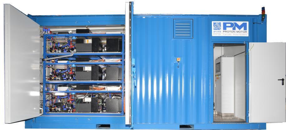 Additionally designated as training center for maritime fuel cell applications PM Container with 75 kw net FC power output (powered by