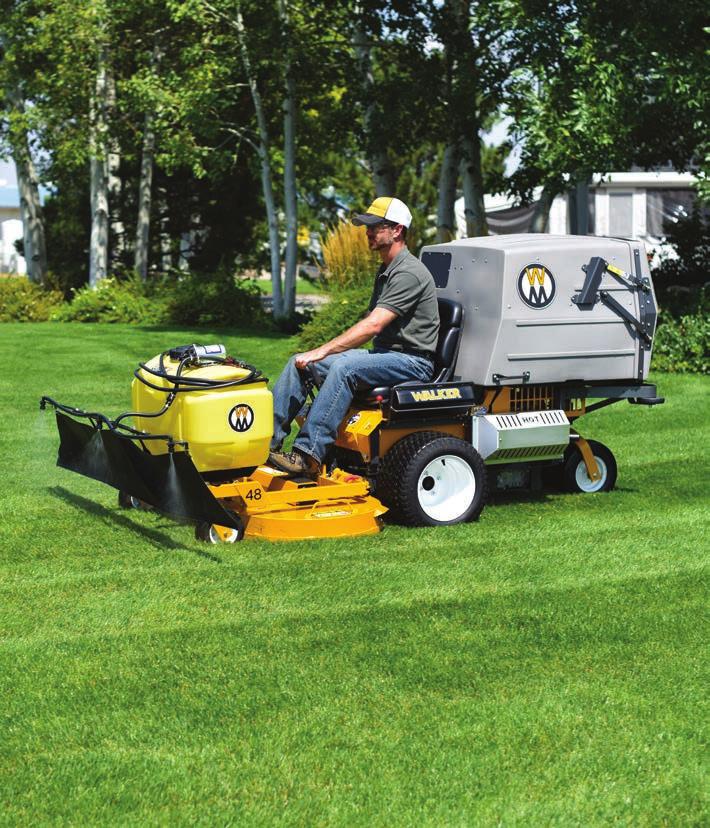 apply fertilizer or weed control in an efficient manner. A spray-gun with a 20 foot hose allows the operator to leave the mower and apply liquid material to all landscape features.