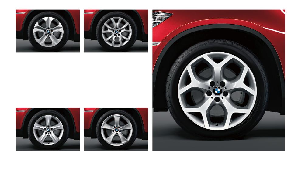 Standard equipment Optional equipment BMW light-alloy wheels star-spoke 232, 9 J x 19-inch, with 255/50 R 19 runflat tyres (standard for X6 xdrive35i, X6 xdrive30d and X6 xdrive35d).