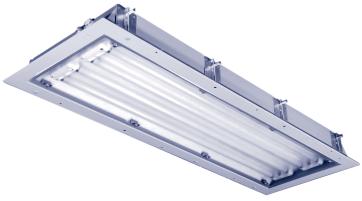 fluorescent lamps. These lamps are used for surface and flush mounting in ceilings, in particular in clean rooms where smooth, flush surfaces are very important.