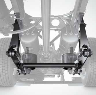 Air-suspended front axle. The air-suspended front axle 2) increases driving comfort as the vehicle level is automatically adjusted to compensate for an unevenly distributed load.