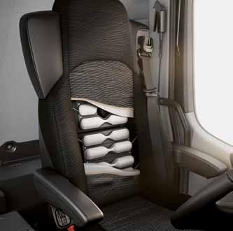 Driver s suspension seat, standard. The air-suspended seat features a high level of seating comfort, numerous adjustment options and a flat-weave fabric cover. Air-conditioned suspension seat.