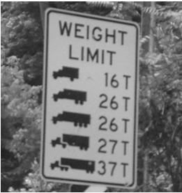 axles 2 5 2 6 Note: CRTS Routes Use Different Weight Limit Signs CRTS Weight Limit Sign Applies to All Trucks Standard bridge weight limit sign Bridge weight