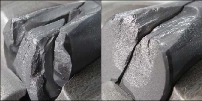 Conventional PDC shear cutters were oriented at 10 degrees from the plane of the face.
