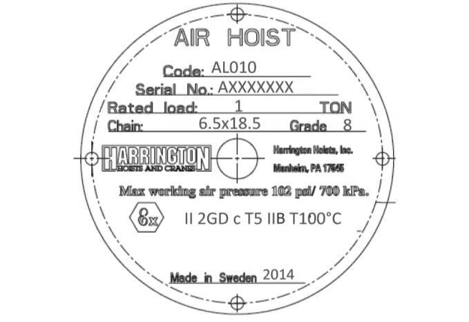 10.0 Parts List When ordering Parts, please provide the Hoist product number and serial number located on the Hoist nameplate (see fig. below). Reminder: Per Sections 1.1 and 3.9.