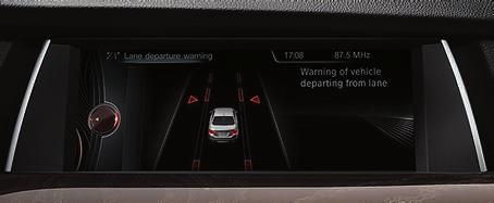 Lane Departure Warning detects lane markings and alerts the driver with steering wheel vibration should the vehicle unintentionally deviate from the lane of