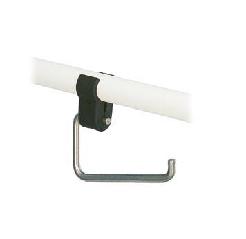 16 fixed & hinged arm supportsi toilet roll holder Li2617.000 polished stainless steel roll holder with black plastic clamp for mounting onto LinidoSolutions hinged arm support (LI2603.