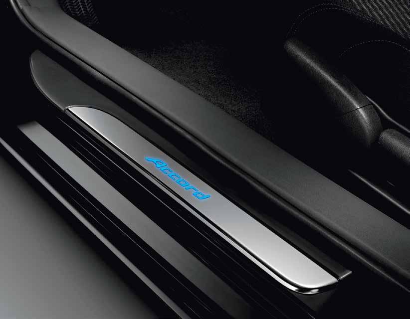 appearance DOOR SILL TRIM, ILLUMINATED Enhances the interior ambiance while protecting the lower door sill from scuff marks Blue LED lights illuminate the model s name when the door is open,
