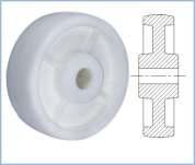 POLYPROPELENE WHEELS ( PP ) ( Range : 4x2 mm To x5 mm ) These wheels are manufactured from virgin Polypropelene Co-Polymer (PP-CP), white in colour, by injection moulding.