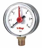 8R TEC Pressure gauge, bottom connection, 0-6 bar SIZE PRESSURE CODE PACKING 1/" 6bar/87psi 8B01R /16 technical SPECIFICATIONS Complying with INAIL regulation (ex ISPESL). Diameter mm. 50.