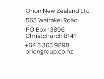 Orion is the electricity distribution company serving central Canterbury.