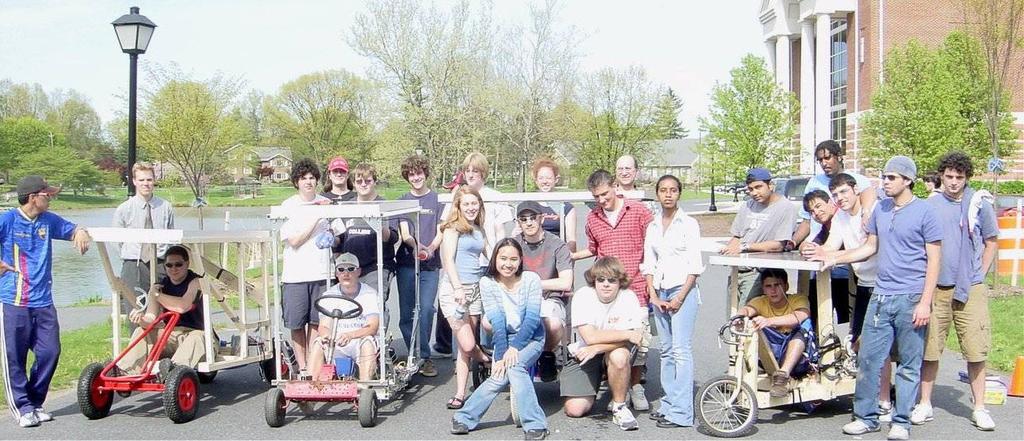Figure 6: Photograph of first-year engineering students with their Solar Powered Endurance Vehicles in the Spring of 2004.