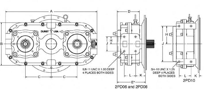 pump drive dimensions model 1PD model 2PD 2PD06 2PD08 2PD10 A 23.00 28.24 37.00 B 11.50 13.25 16.50 C 6.00 8.00 10.50 D 6.88 6.88 6.88 H 2.25 2.25 6.00 J 4.50 4.