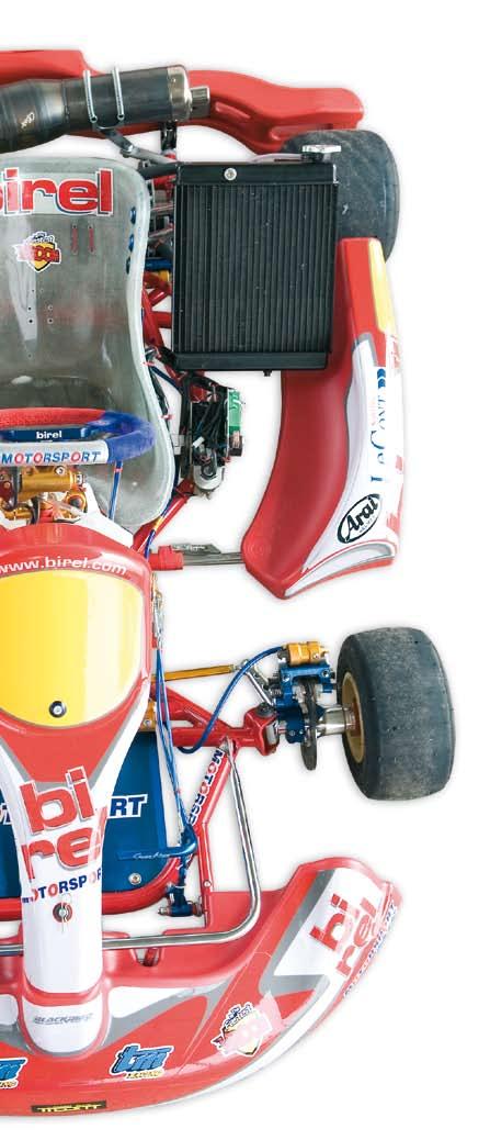 Birel-TM KF2 39 Above, under the Unipro device you can see details of the front brake pump, which is controlled by a lever on the steering wheel.