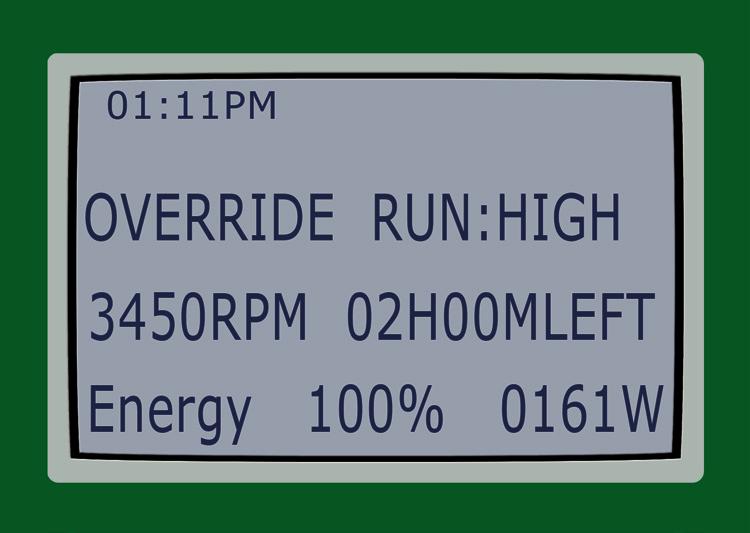 5.9 Override High The Override High button can program the motor to temporarily run at speeds between