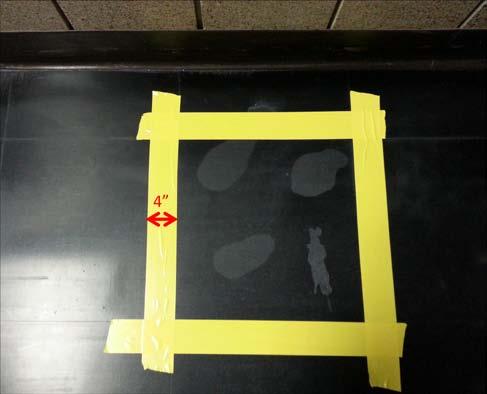 For floor tiles, take care to align the edges of the tiles with the edge of the tape.