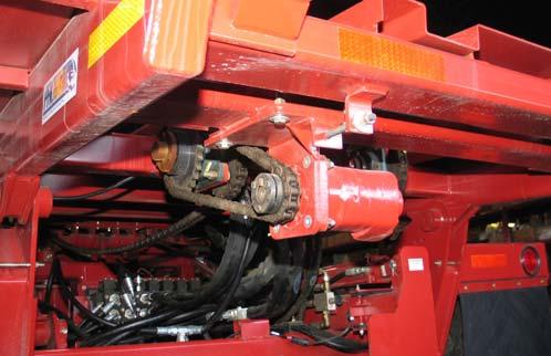 The Power Slider Chain Tension is controlled by a hydraulic pressure reducing and relief valve located on the side of the pushoff.