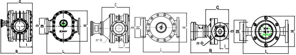 Dimensions The dimensions are only for mechanical Register A LC-A Cast Iron Oval Gear Flow meter Dimensions (B=Register A dimensions) Unit :mm Table 3 Nominal Weight L H B C I D D1 n Φ Diameter (kg)