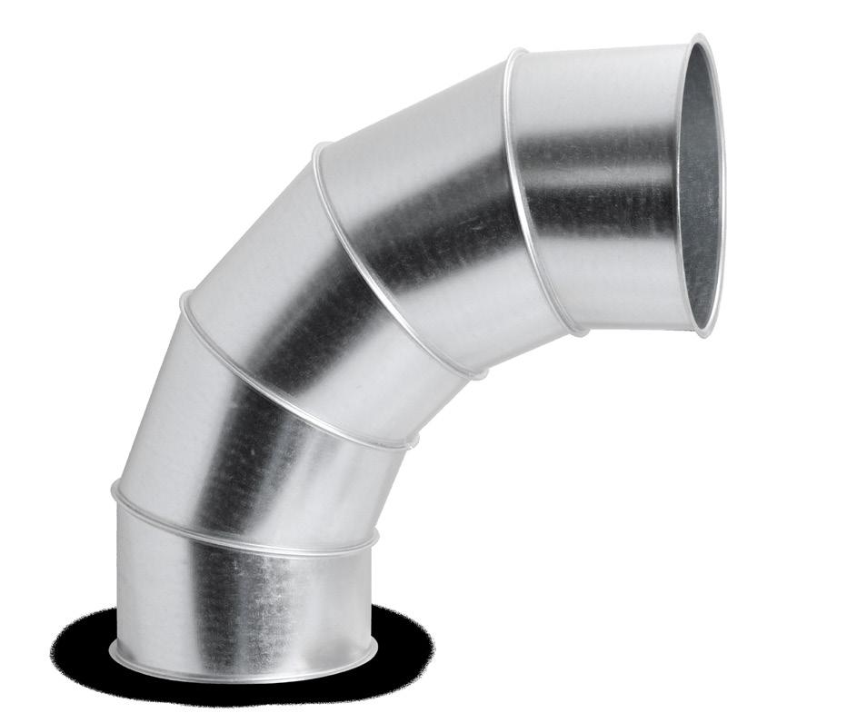 Segmented ventilation 1.5D bend for dust collection system BSDQT Segmented ventilation elbow with smooth radius r=1.5d. Smooth radius reduces resistance in ventilation system.