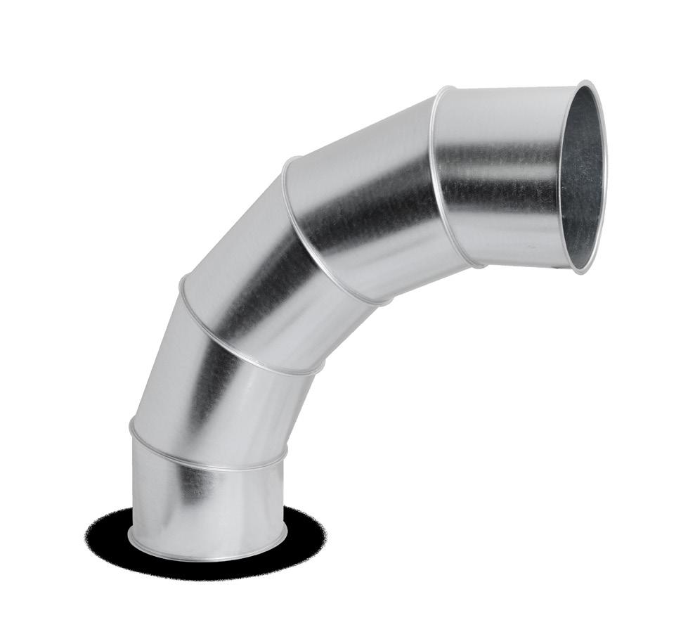 Segmented ventilation 2D bend for dust collection system BSD2QT Segmented ventilation elbow with smooth radius r=2d. Smooth radius reduces resistance in ventilation system.