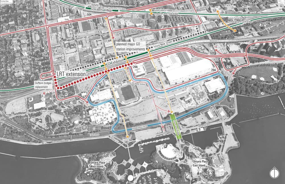 Network Direction to 2041- Humber Loop to Strachan Liberty Village Exhibition Place Ontario Place Area 30% design for LRT extension along north side of Exhibition Place is underway and coordinating