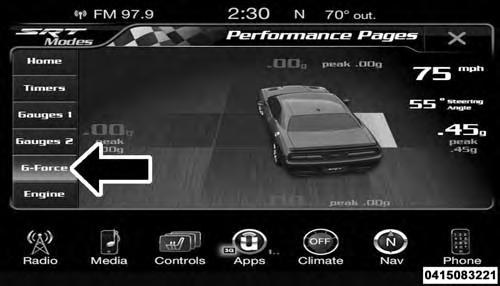 G-Force UNDERSTANDING YOUR INSTRUMENT PANEL 47 1 Challenger SRT Performance Pages G-Force Charger SRT Performance Pages
